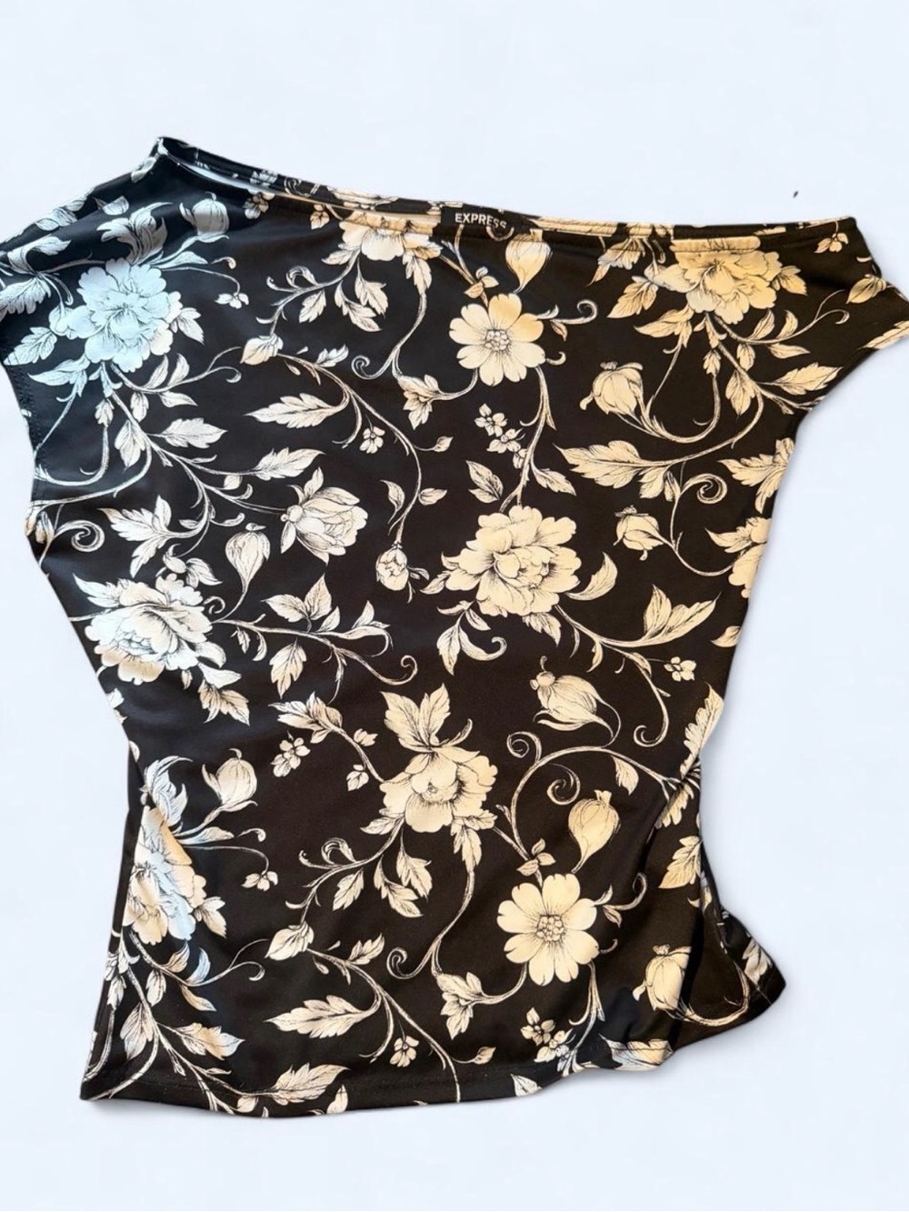 Express Black Top with Cream Floral Print